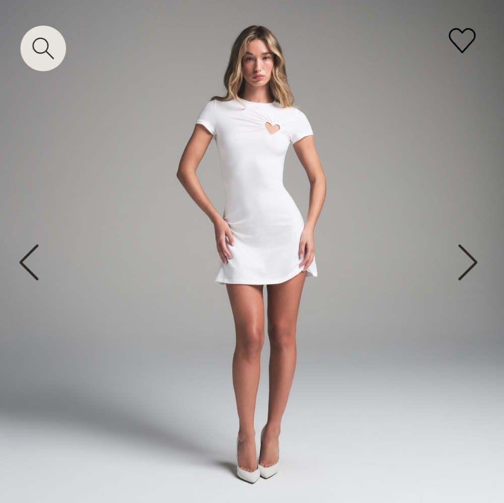 SKIMS COTTON JERWEY HEART MINI DRESS SNOW XS XXS